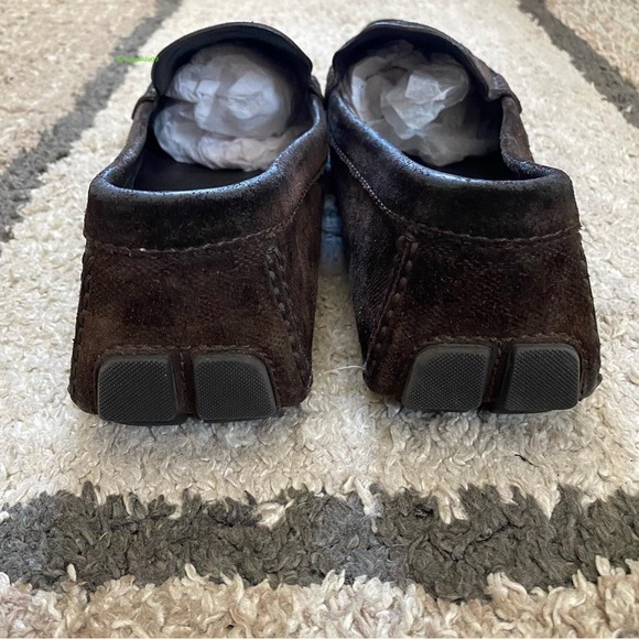 Louis Vuitton Made in Italy Men’s check pattern Brown Leather Loafer Size 11 - Picture 4 of 5